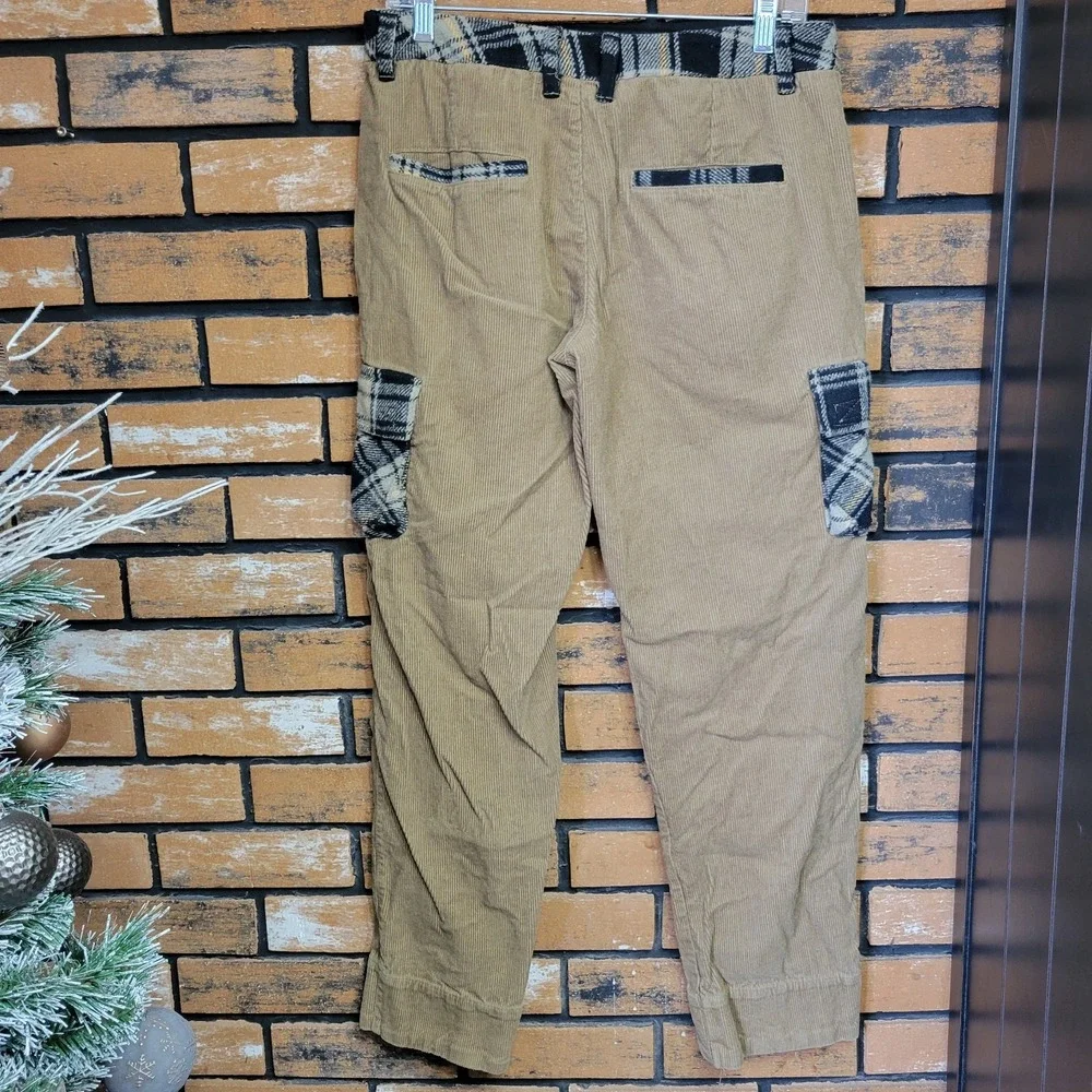WESC We Are The Superlative Conspiracy Corduroy Cargo Pant 29x32 Tan Plaid‎